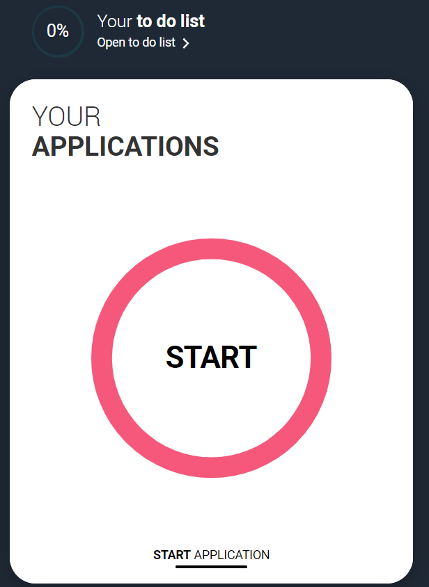 Example of screen of UCAS HUB to start with your applications