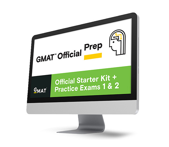 This image of a PC shows and links to GMAT official Starter Kit